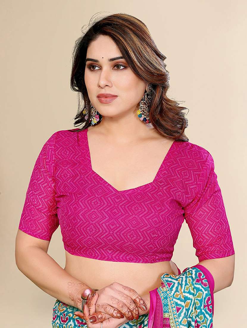 women printed casual wear saree with blouse - 22384190 -  Standard Image - 4