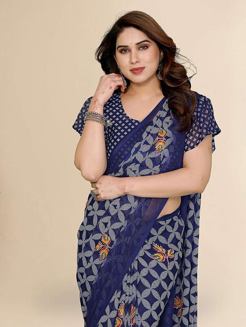women printed casual wear saree with blouse - 22384194 -  Standard Image - 1