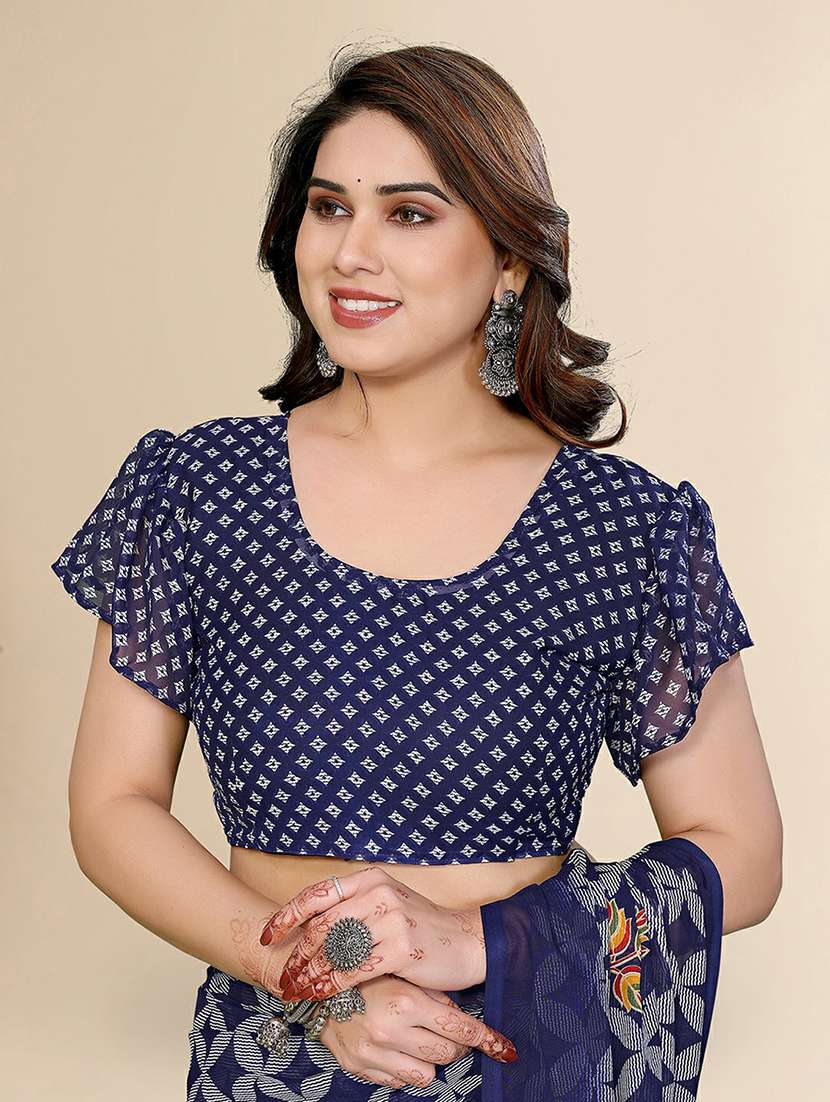 women printed casual wear saree with blouse - 22384194 -  Standard Image - 4