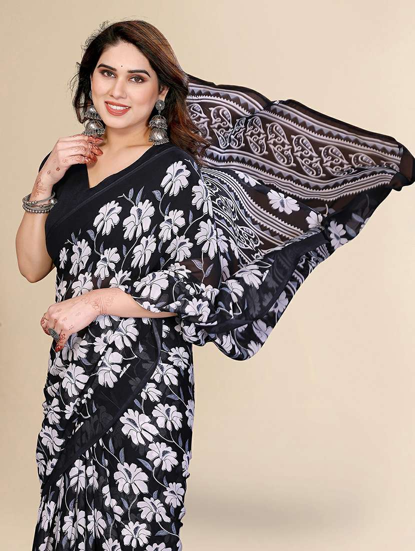 women printed casual wear saree with blouse - 22384202 -  Standard Image - 1