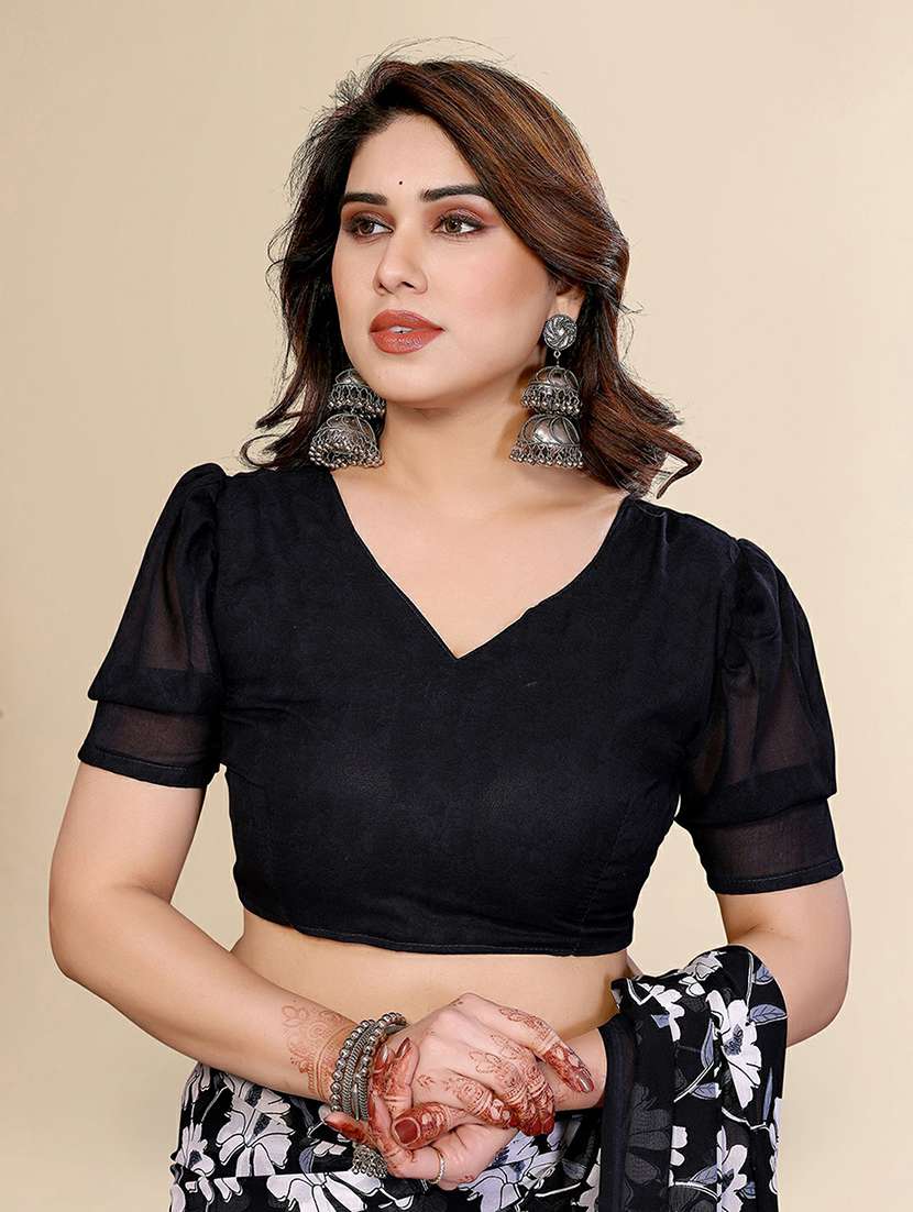 women printed casual wear saree with blouse - 22384202 -  Standard Image - 4