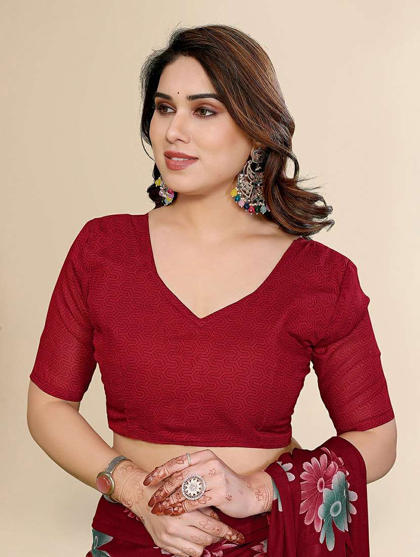 women printed casual wear saree with blouse - 22384204 -  Standard Image - 4