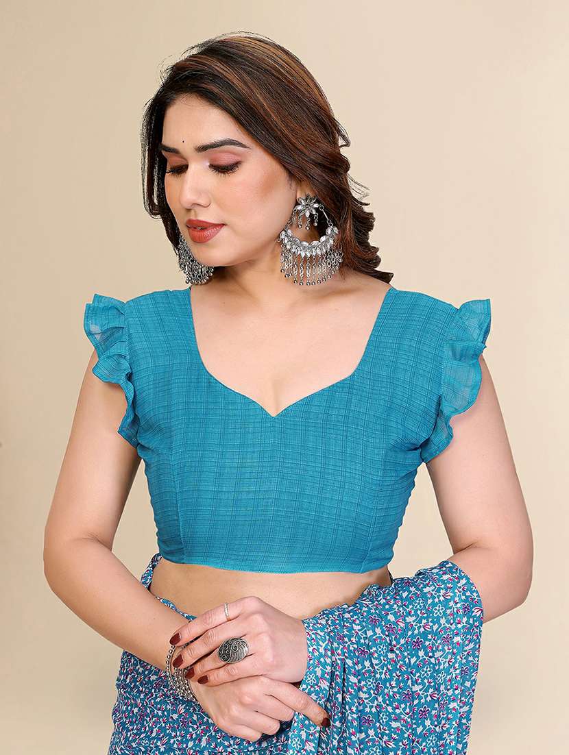 women printed casual wear saree with blouse - 22384215 -  Standard Image - 4