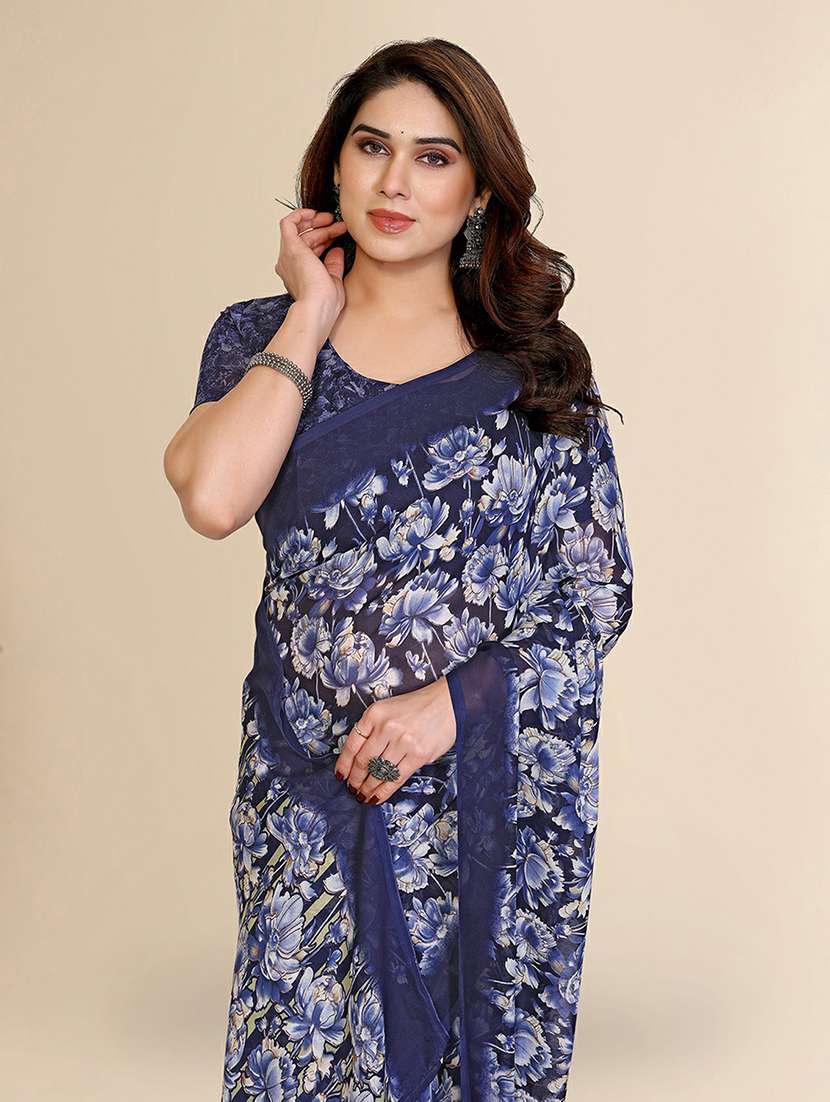 women printed casual wear saree with blouse - 22384219 -  Standard Image - 1