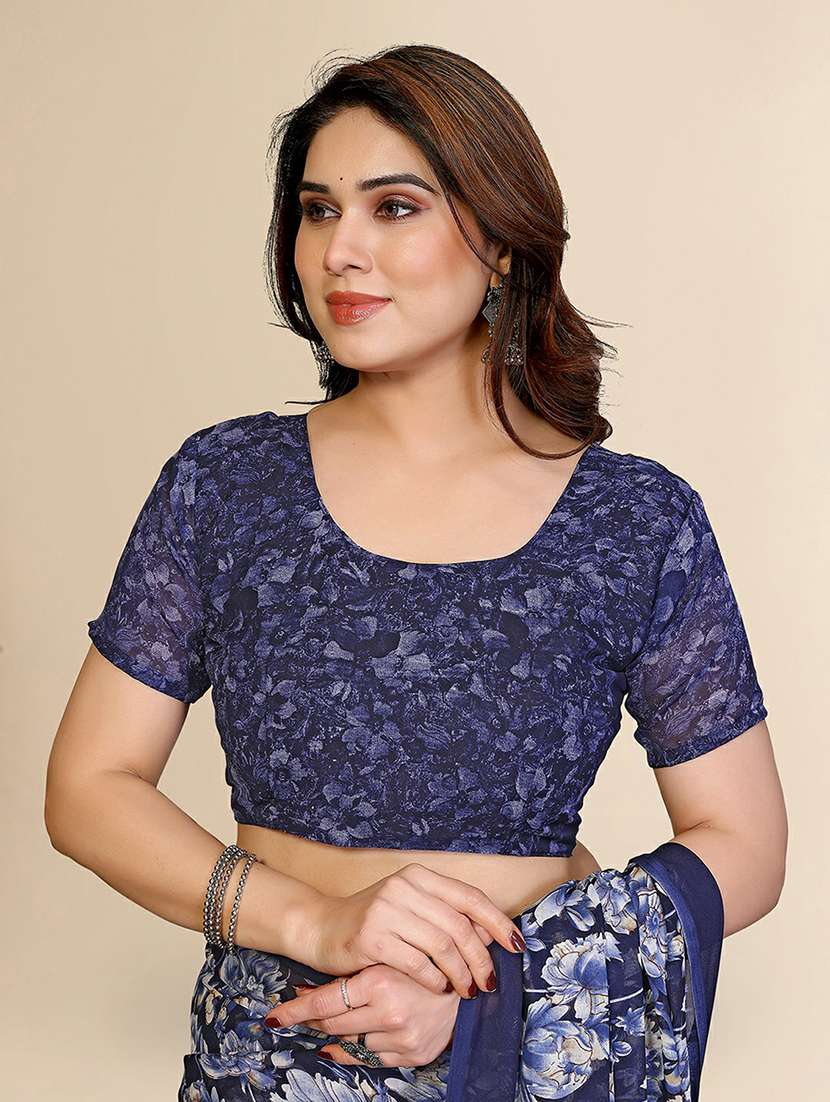 women printed casual wear saree with blouse - 22384219 -  Standard Image - 4