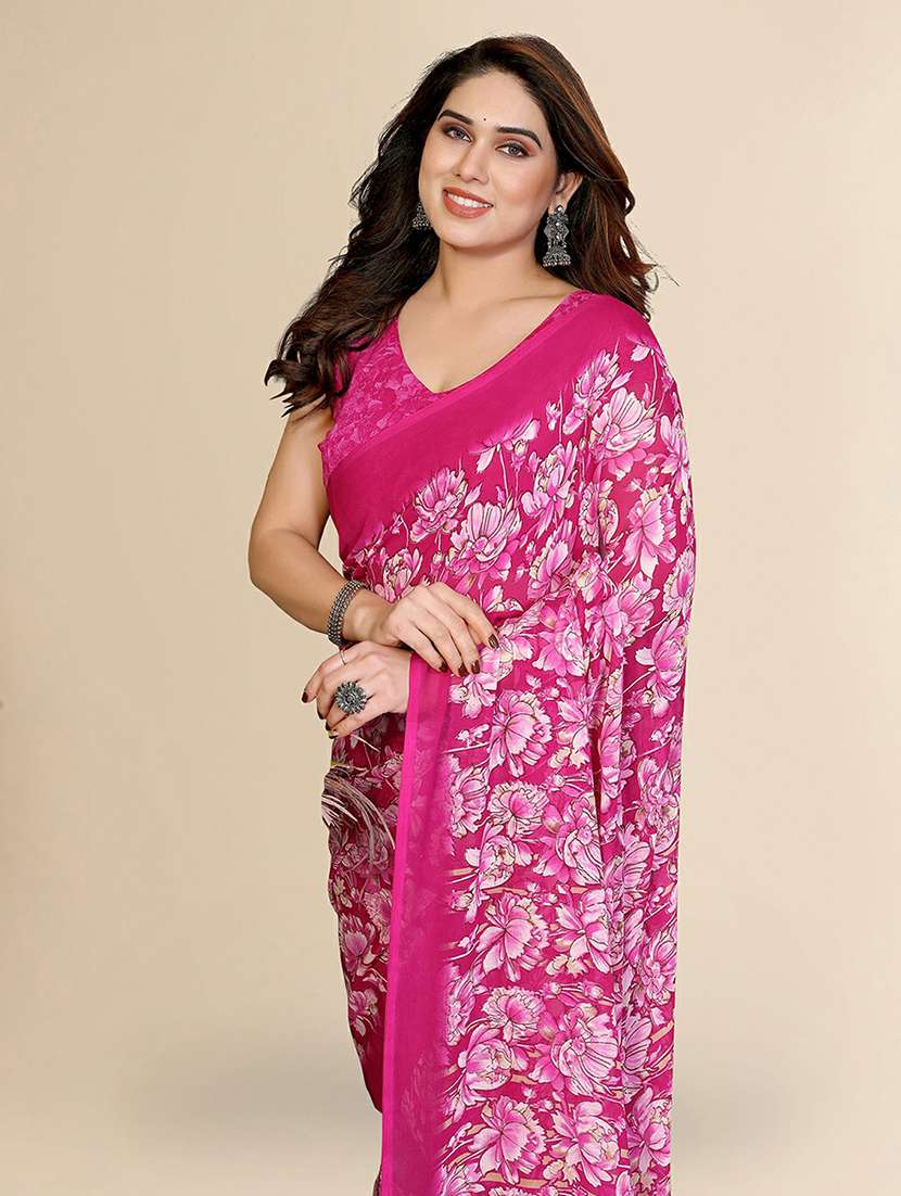 women printed casual wear saree with blouse - 22384221 -  Standard Image - 1