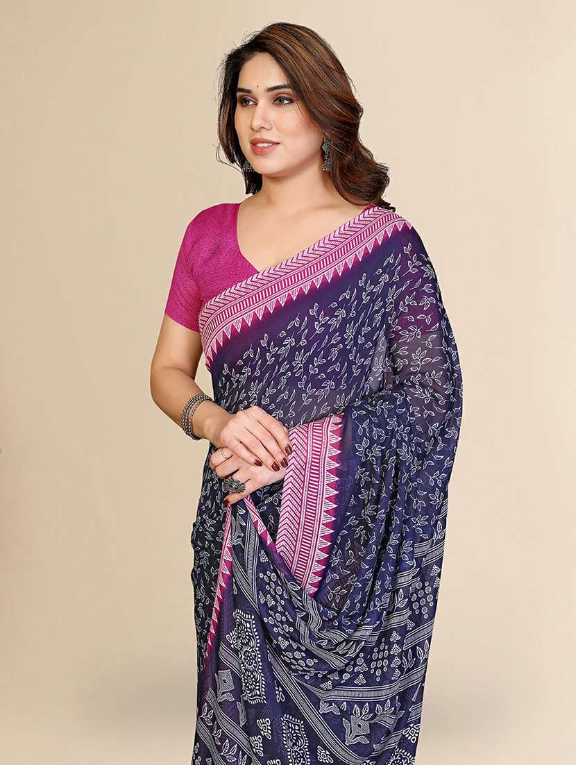 women printed casual wear saree with blouse - 22384223 -  Standard Image - 1