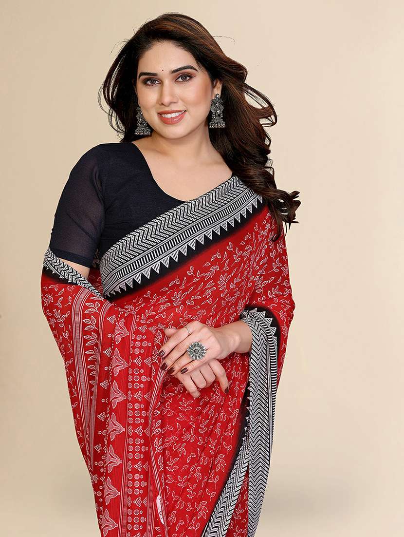 women printed casual wear saree with blouse - 22384224 -  Standard Image - 1