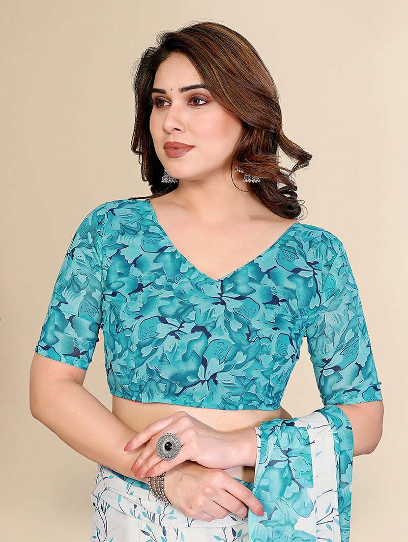 women printed casual wear saree with blouse - 22384227 -  Standard Image - 4