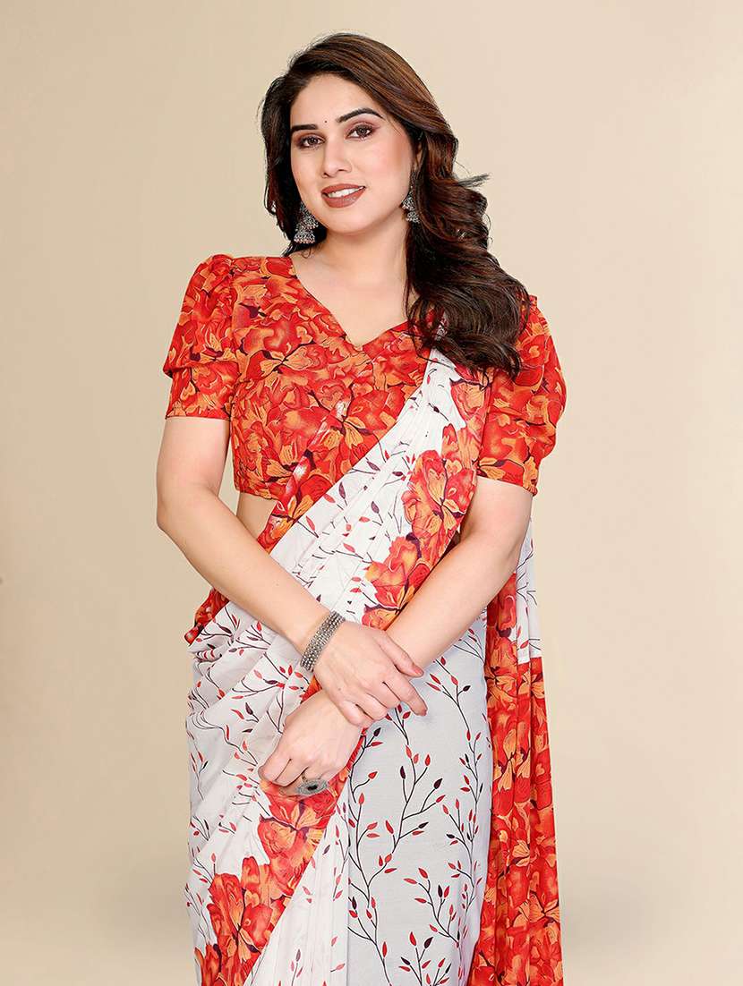 women printed casual wear saree with blouse - 22384228 -  Standard Image - 1