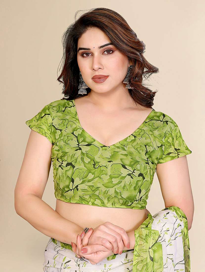 Women Printed Casual Wear Saree With Blouse - 22384230 -  Standard Image - 4