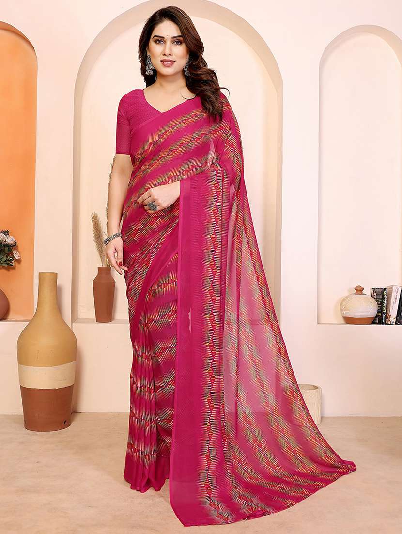 women printed casual wear saree with blouse