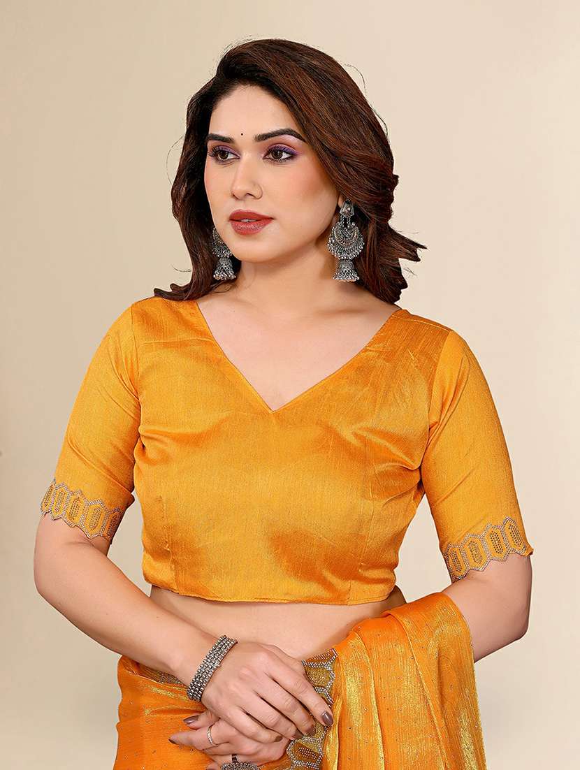 women solid with work embellished saree with blouse - 22384245 -  Standard Image - 4