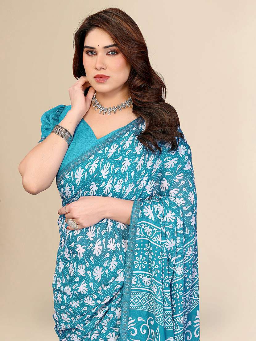women printed casual wear saree with blouse - 22384252 -  Standard Image - 1