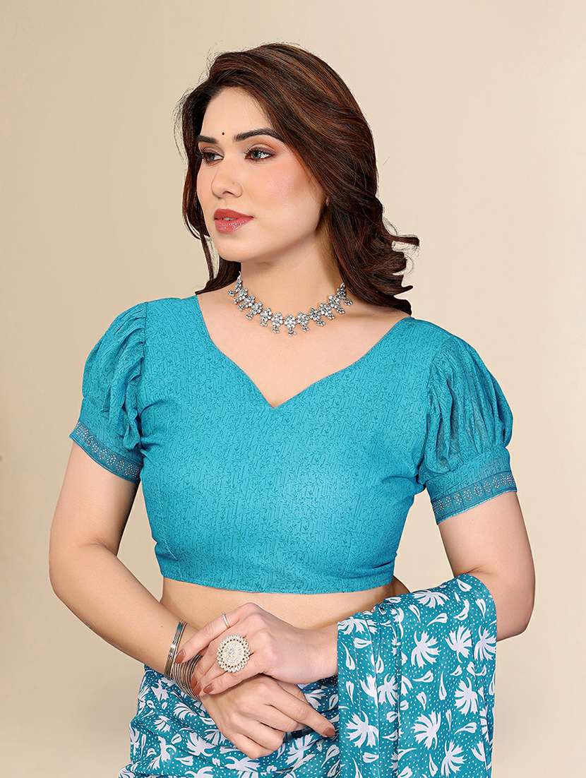 women printed casual wear saree with blouse - 22384252 -  Standard Image - 4