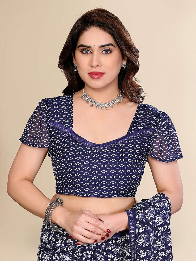 women printed casual wear saree with blouse - 22384254 -  Standard Image - 4