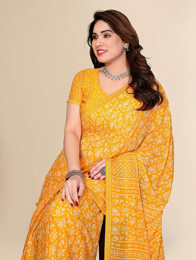 women printed casual wear saree with blouse - 22384255 -  Standard Image - 1