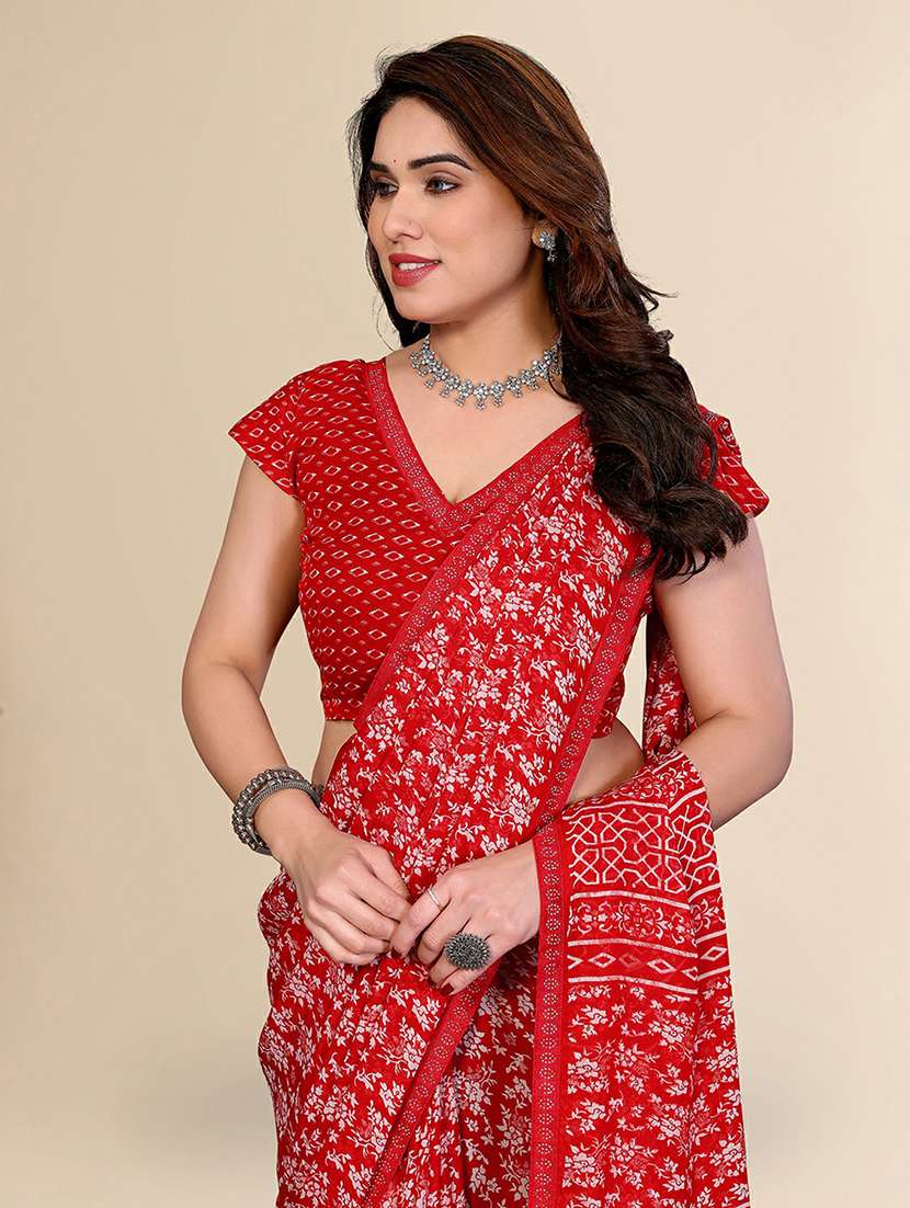 women printed casual wear saree with blouse - 22384256 -  Standard Image - 1