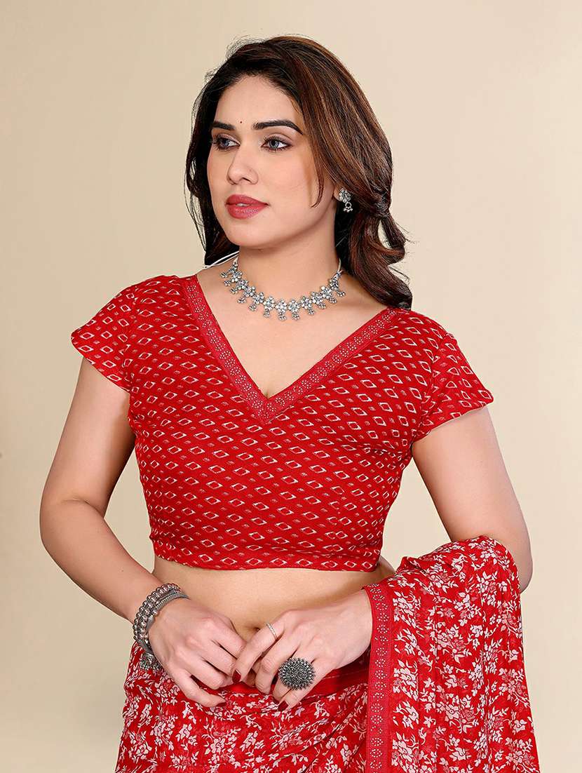 women printed casual wear saree with blouse - 22384256 -  Standard Image - 4