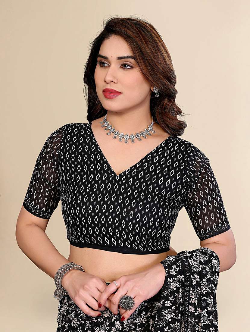women printed casual wear saree with blouse - 22384257 -  Standard Image - 4