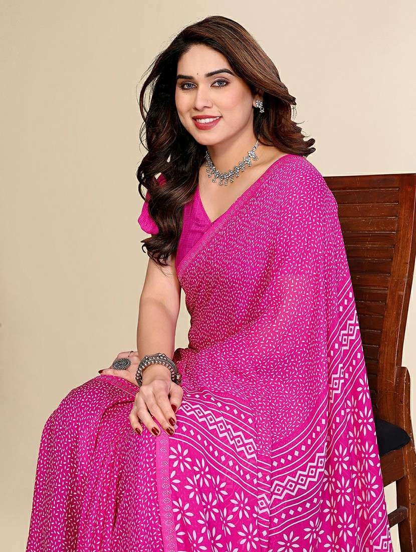women printed casual wear saree with blouse - 22384260 -  Standard Image - 1