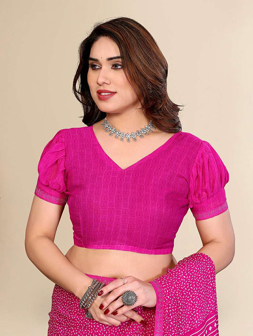 women printed casual wear saree with blouse - 22384260 -  Standard Image - 4