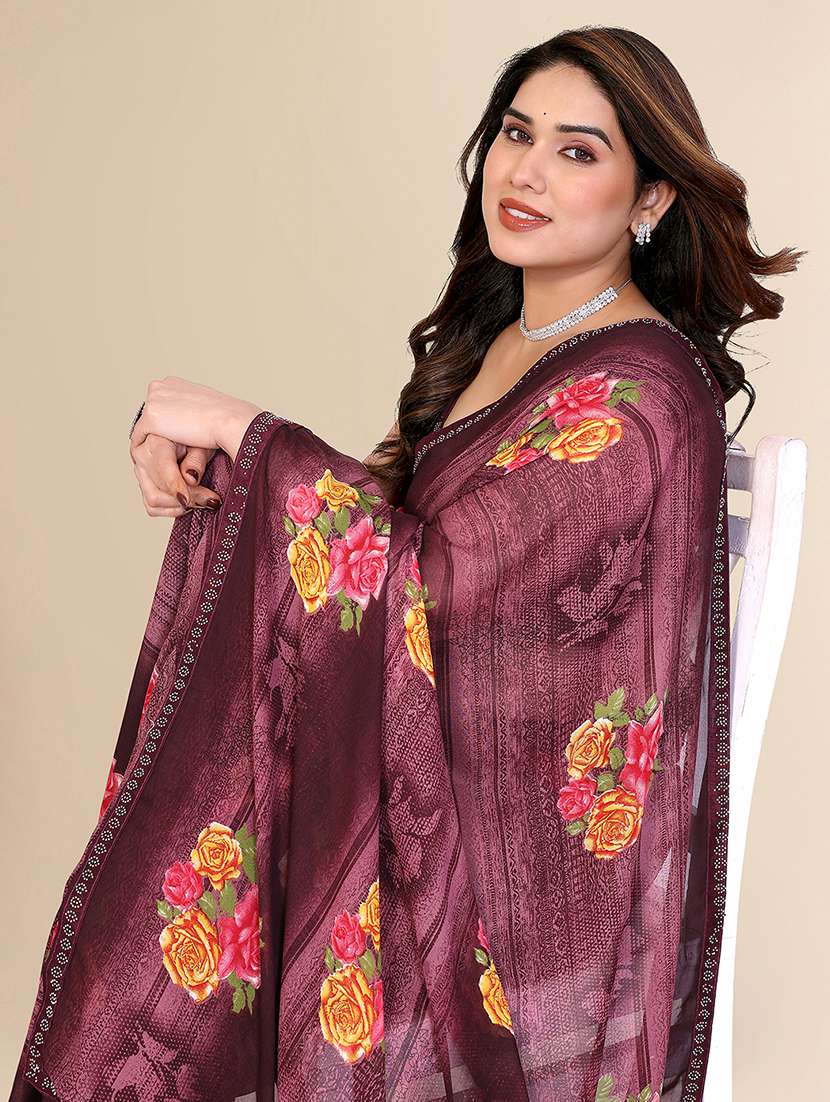 women printed casual wear saree with blouse - 22384270 -  Standard Image - 1
