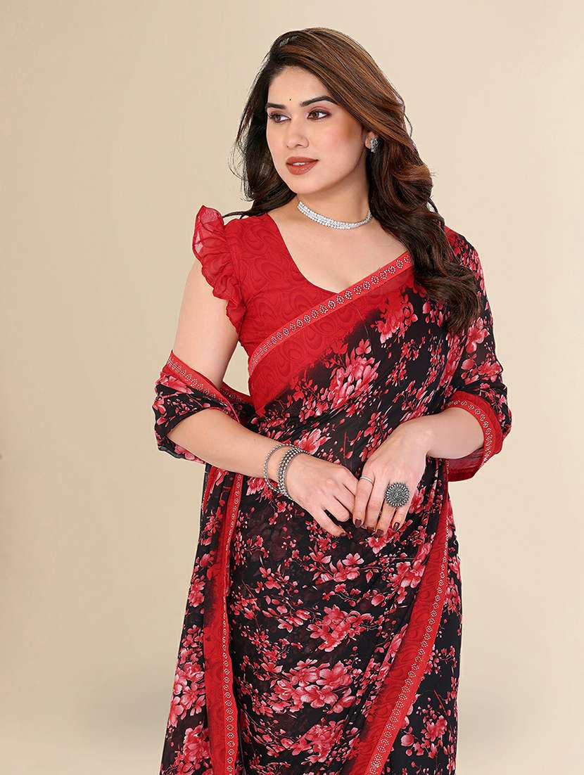 women printed casual wear saree with blouse - 22384274 -  Standard Image - 1