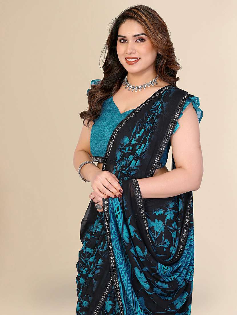 women printed casual wear saree with blouse - 22384275 -  Standard Image - 1