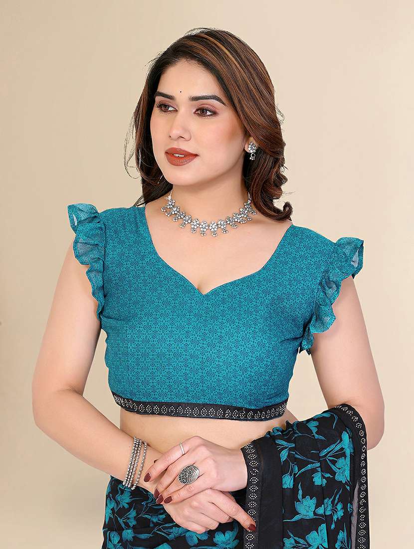 women printed casual wear saree with blouse - 22384275 -  Standard Image - 4