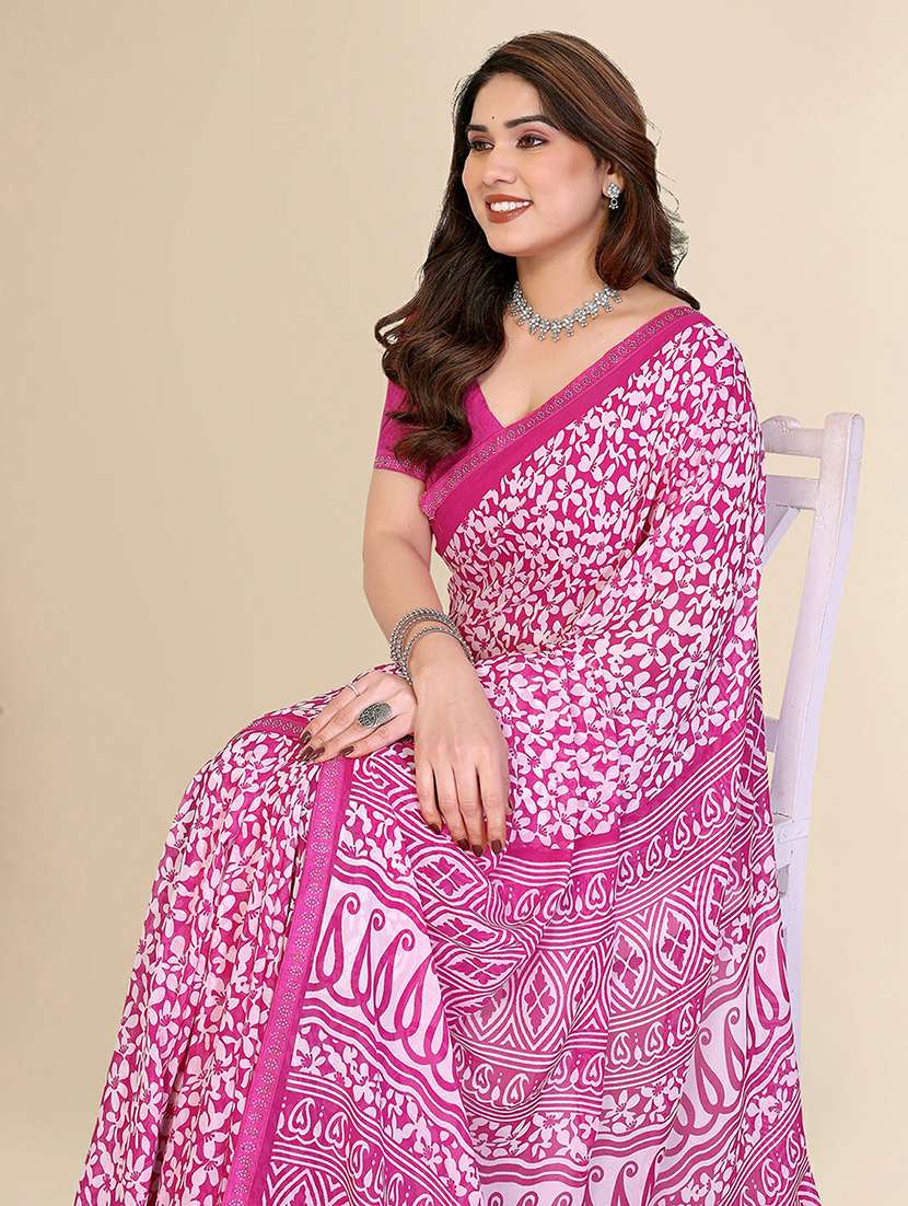 women printed casual wear saree with blouse - 22384281 -  Standard Image - 1