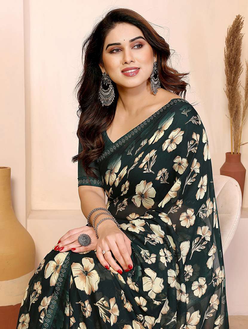 women printed casual wear saree with blouse - 22384285 -  Standard Image - 1