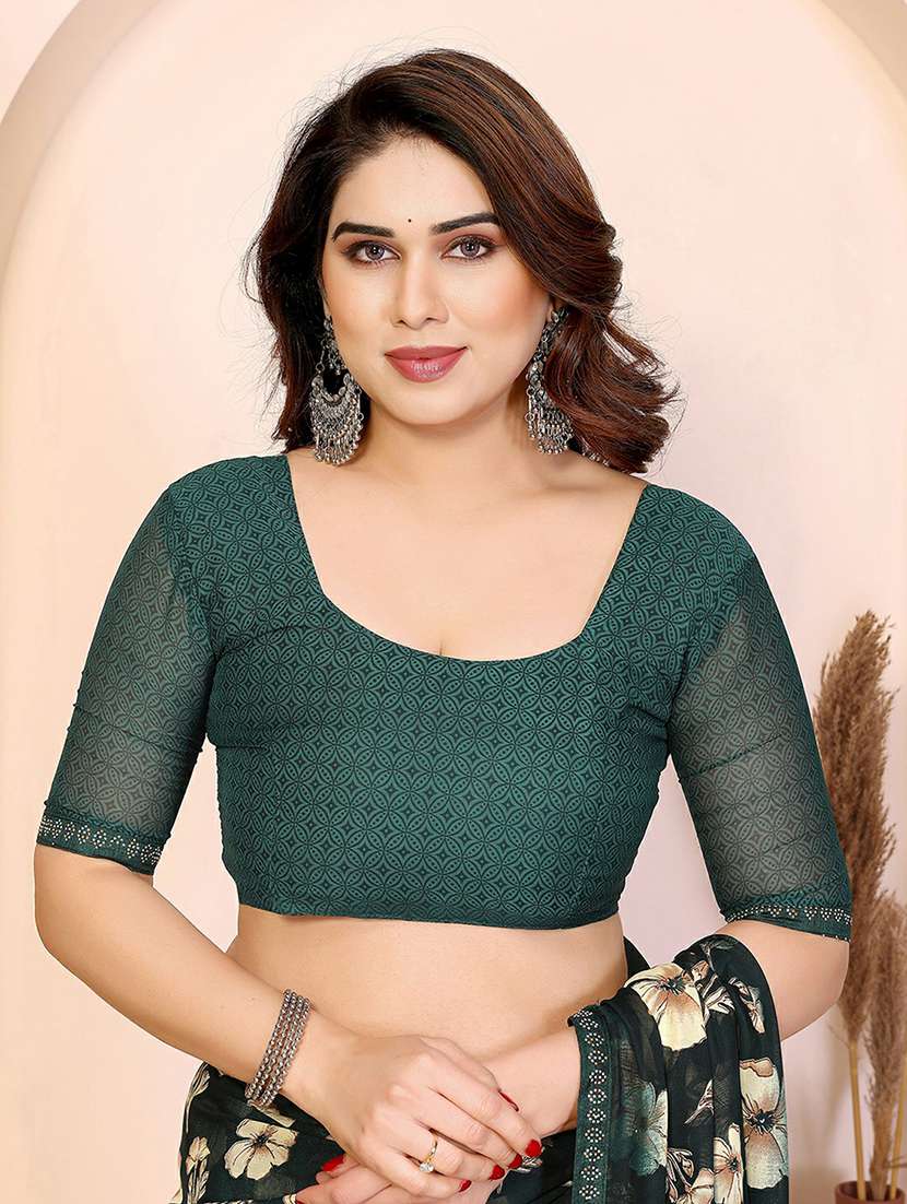 women printed casual wear saree with blouse - 22384285 -  Standard Image - 4