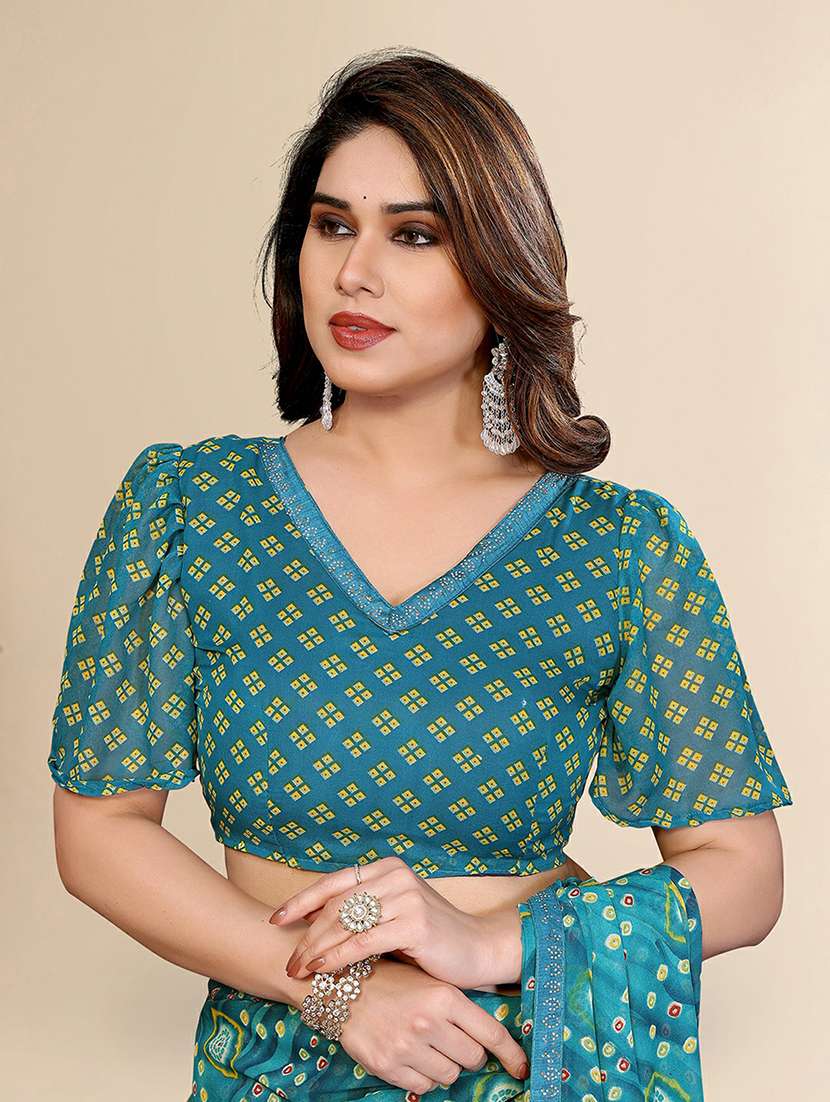 women printed casual wear saree with blouse - 22384292 -  Standard Image - 4