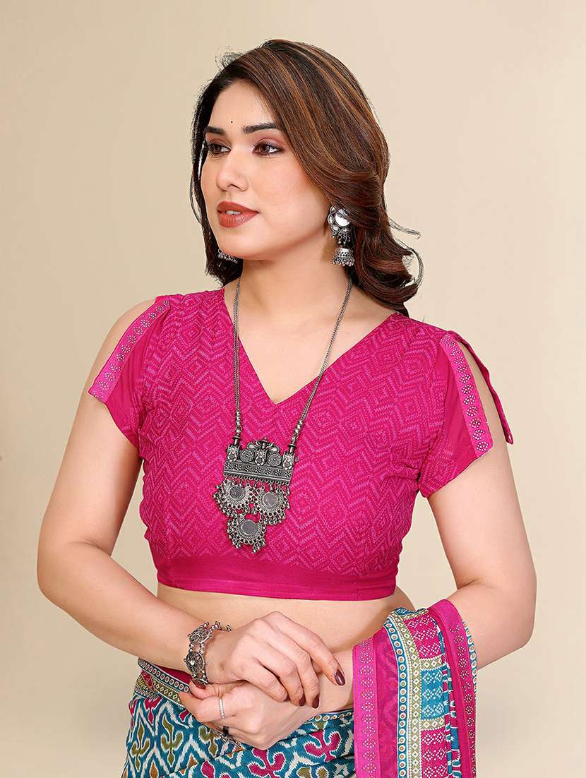 women printed casual wear saree with blouse - 22384298 -  Standard Image - 4