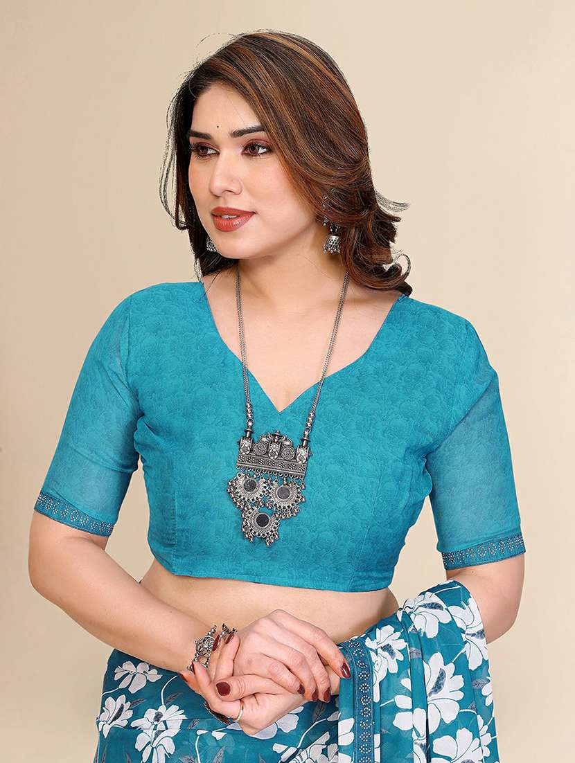 women printed casual wear saree with blouse - 22384307 -  Standard Image - 4