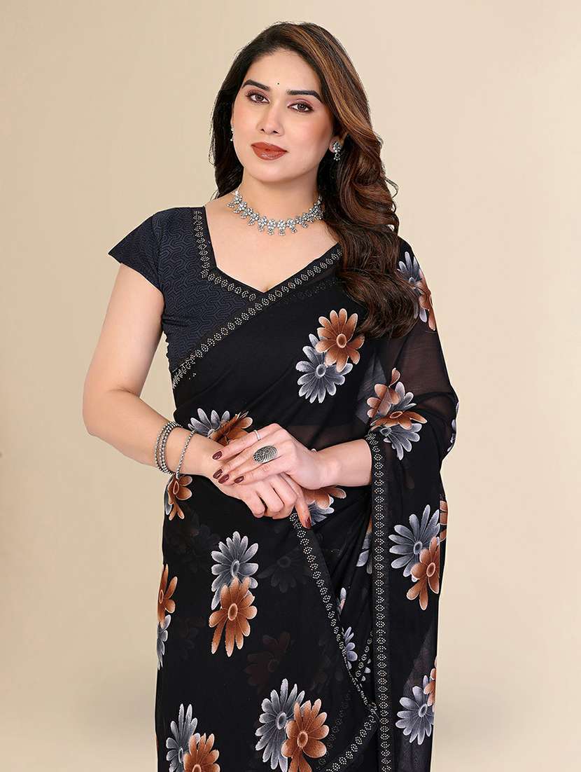 women printed casual wear saree with blouse - 22384314 -  Standard Image - 1