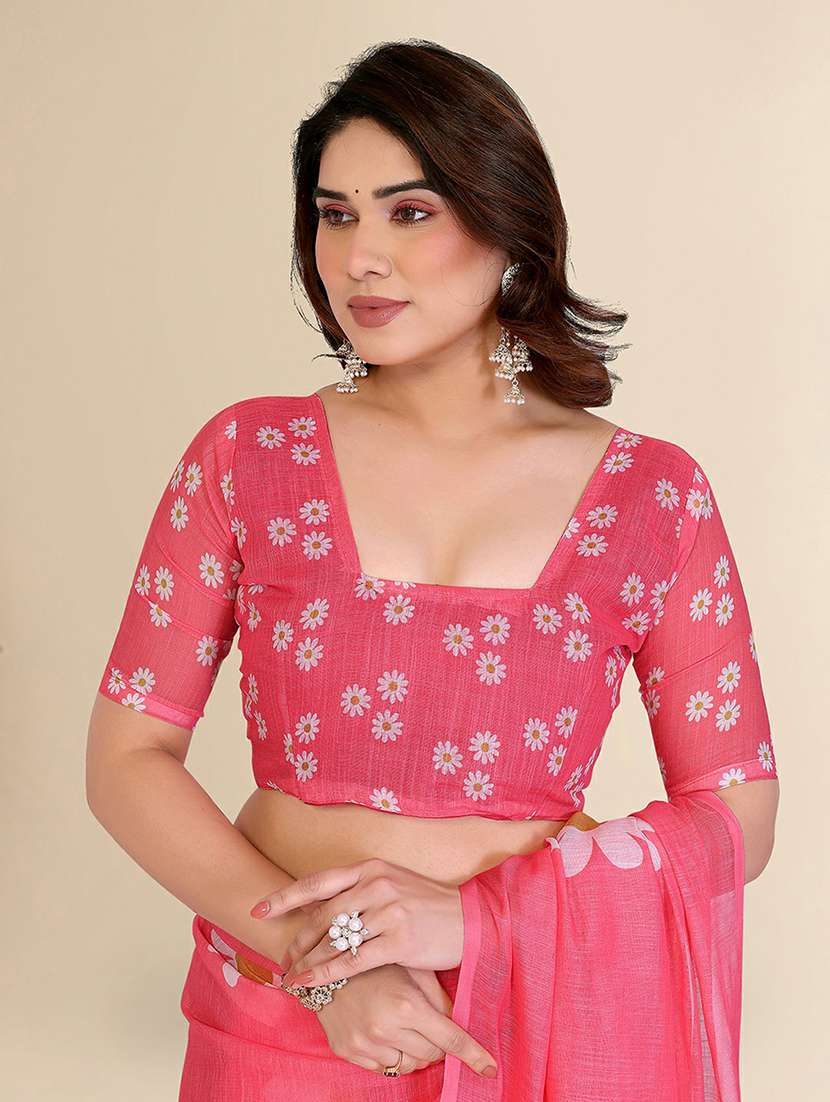women printed casual wear saree with blouse - 22384321 -  Standard Image - 4