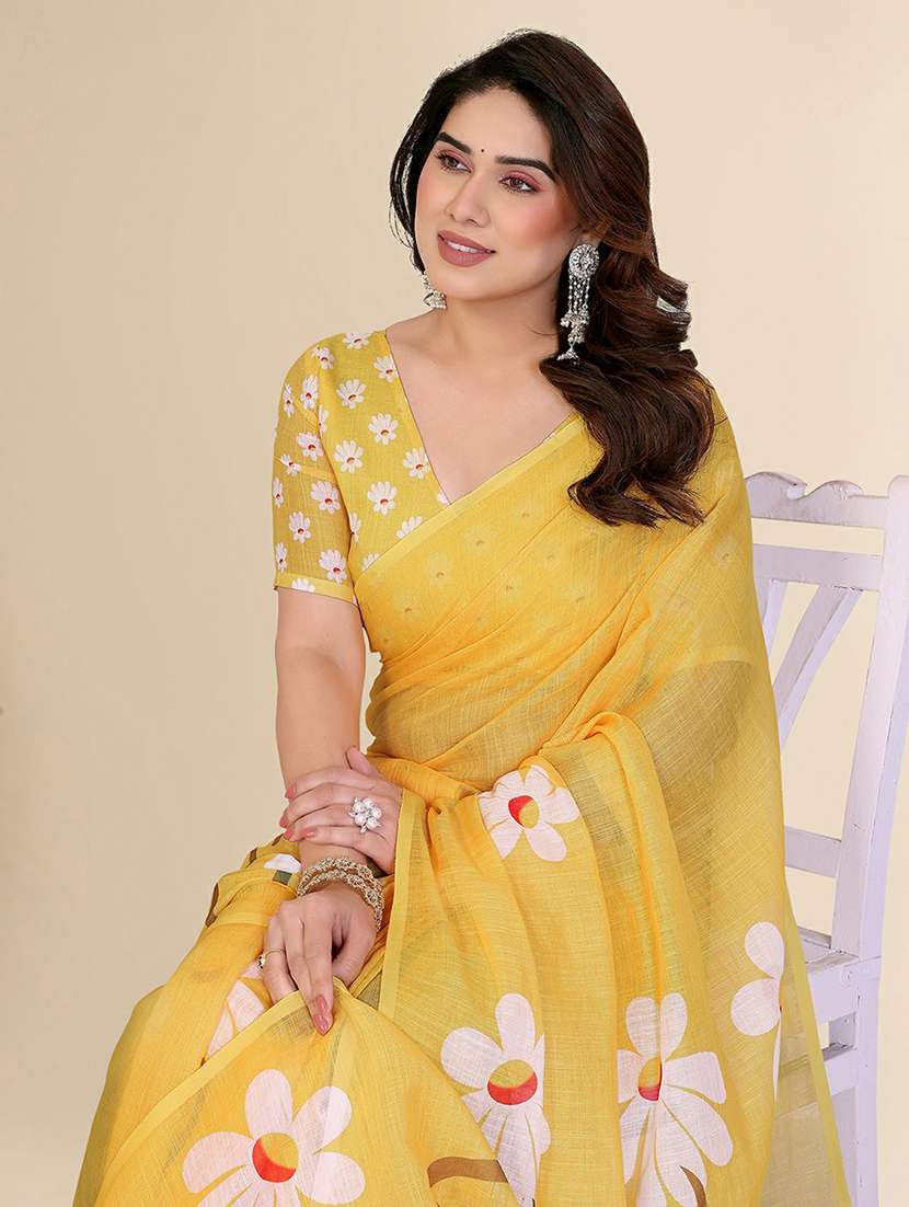 women printed casual wear saree with blouse - 22384324 -  Standard Image - 1