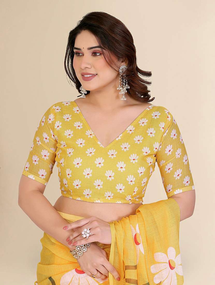 women printed casual wear saree with blouse - 22384324 -  Standard Image - 4