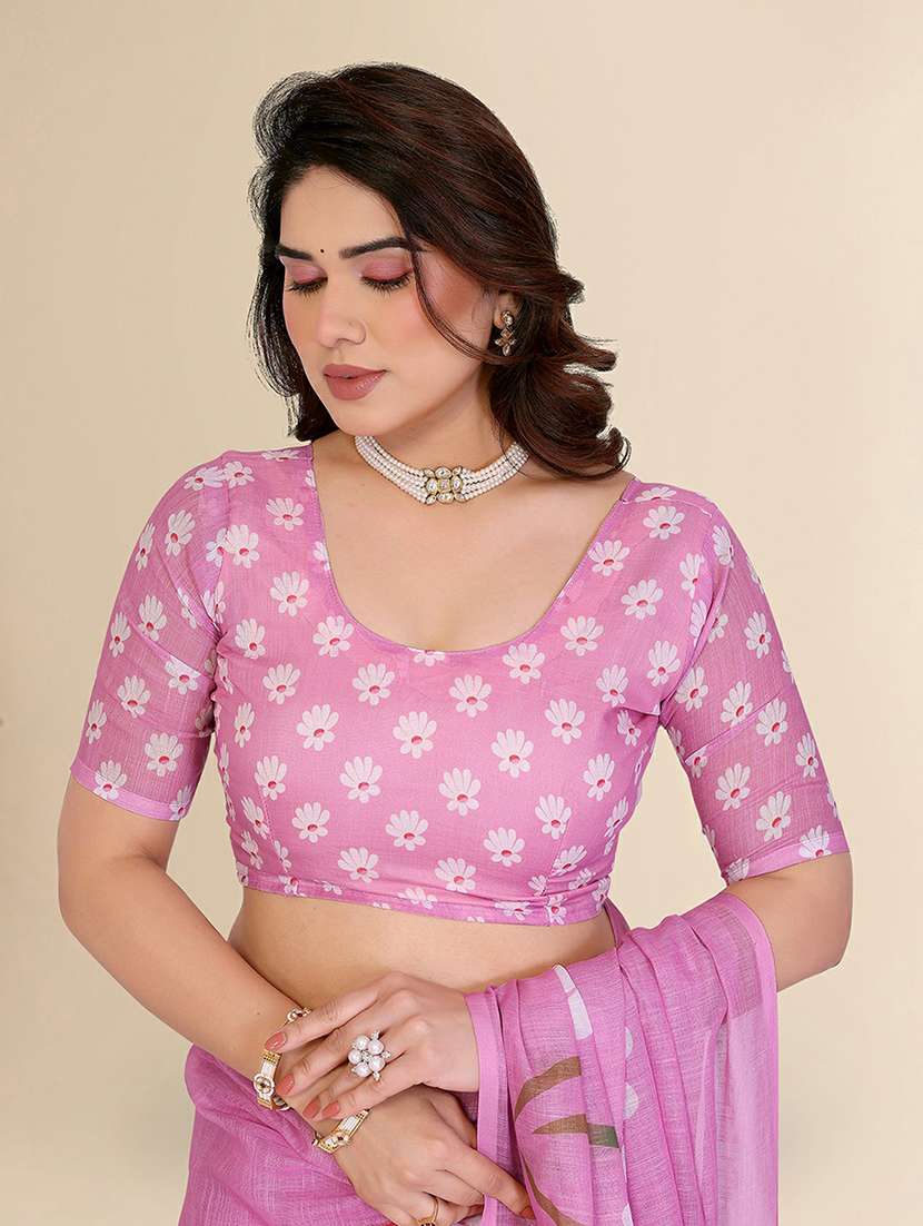 women printed casual wear saree with blouse - 22384325 -  Standard Image - 4