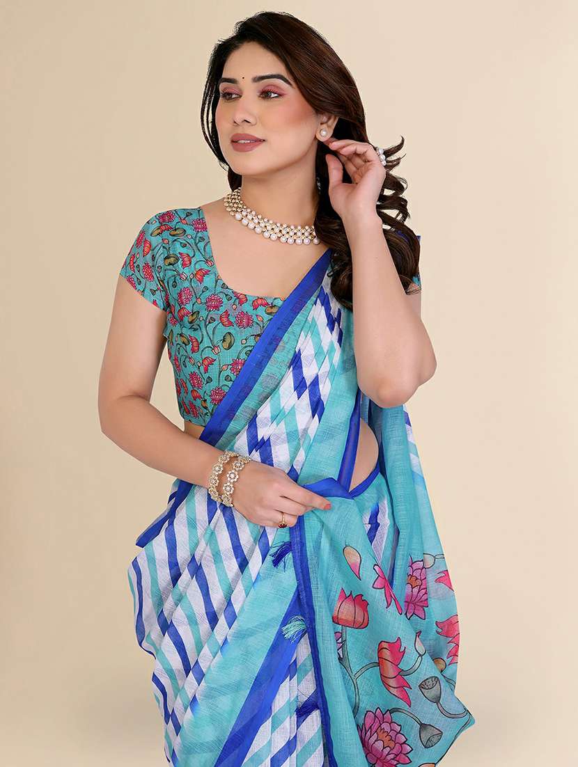 women printed casual wear saree with blouse - 22384327 -  Standard Image - 1