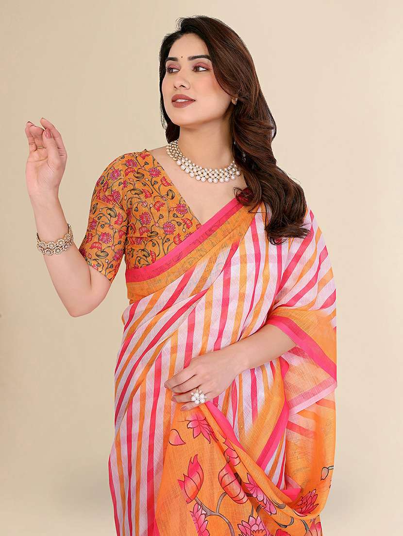 women printed casual wear saree with blouse - 22384328 -  Standard Image - 1