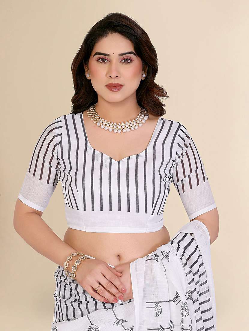 women printed casual wear saree with blouse - 22384330 -  Standard Image - 4