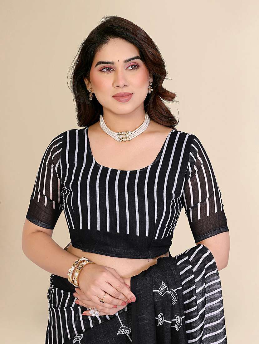 women printed casual wear saree with blouse - 22384331 -  Standard Image - 4