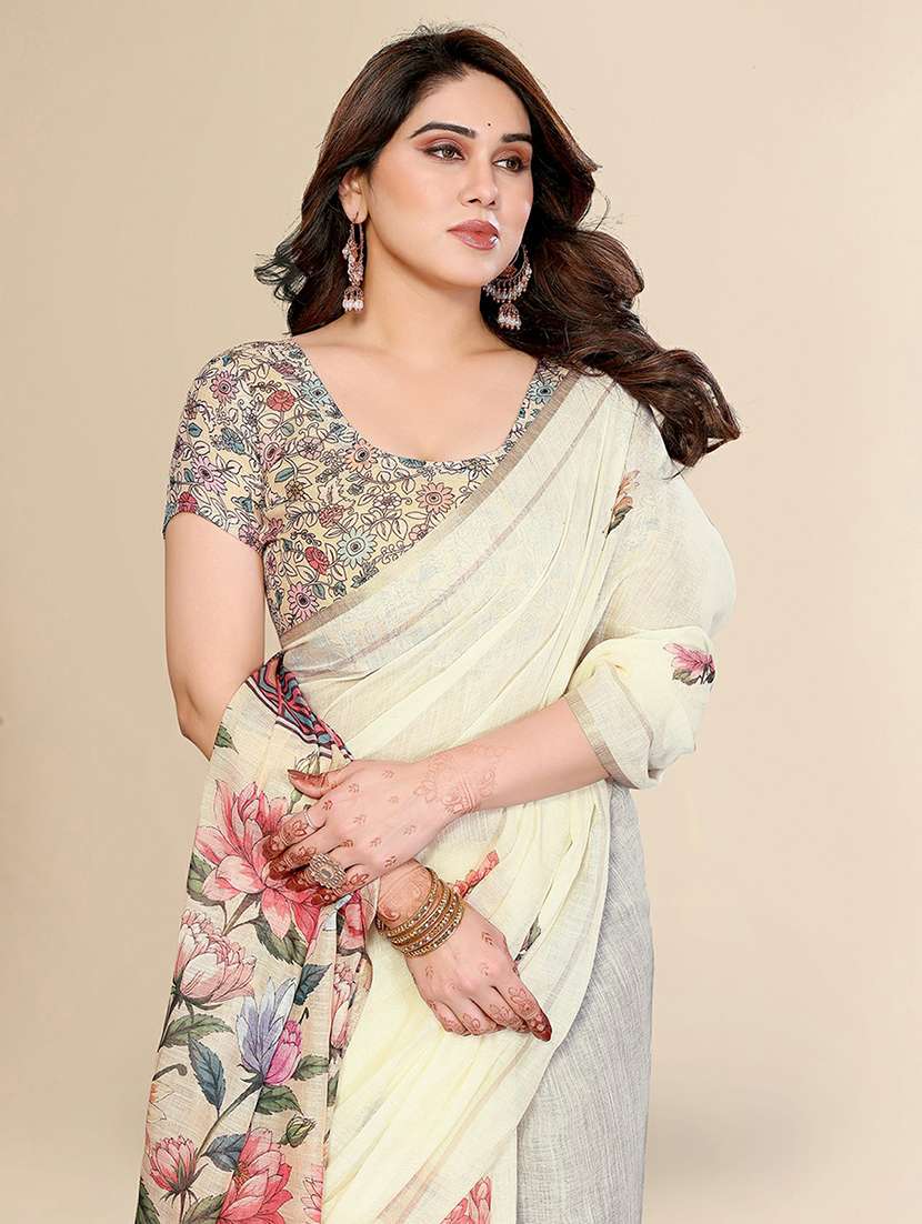 women printed casual wear saree with blouse - 22384333 -  Standard Image - 1