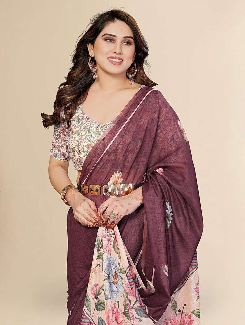 women printed casual wear saree with blouse - 22384334 -  Standard Image - 1
