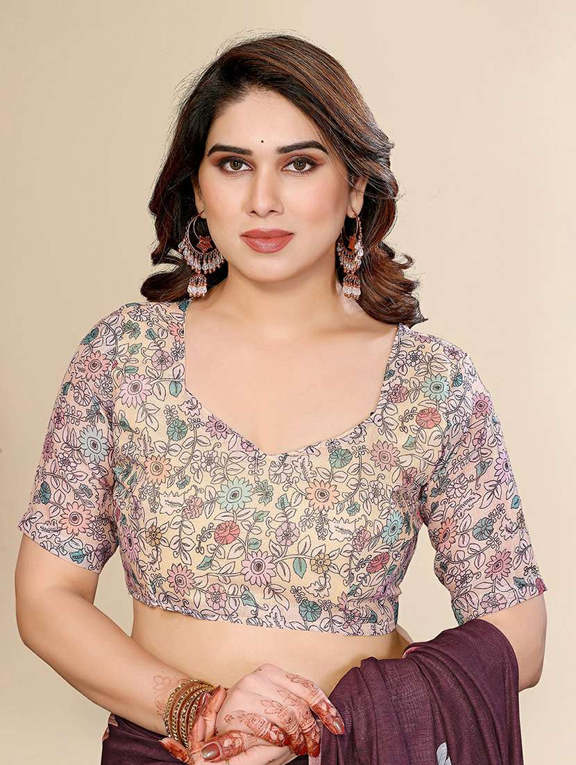 women printed casual wear saree with blouse - 22384334 -  Standard Image - 4