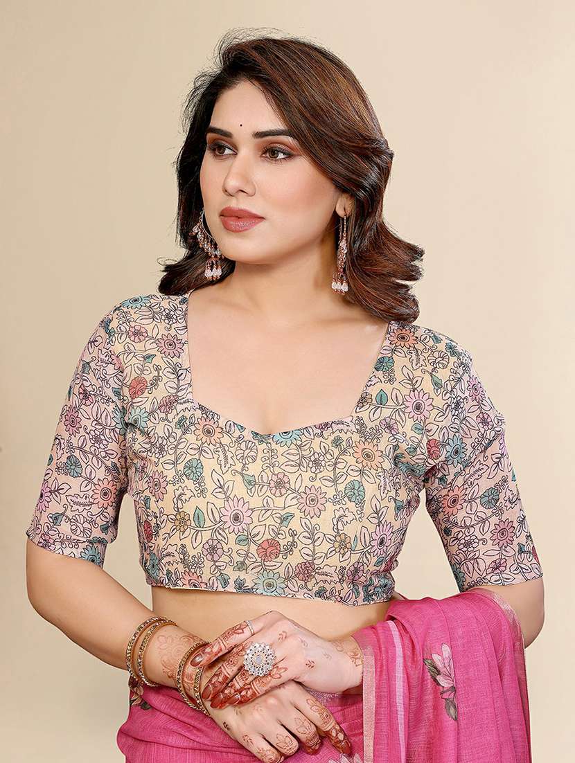 women printed casual wear saree with blouse - 22384335 -  Standard Image - 4