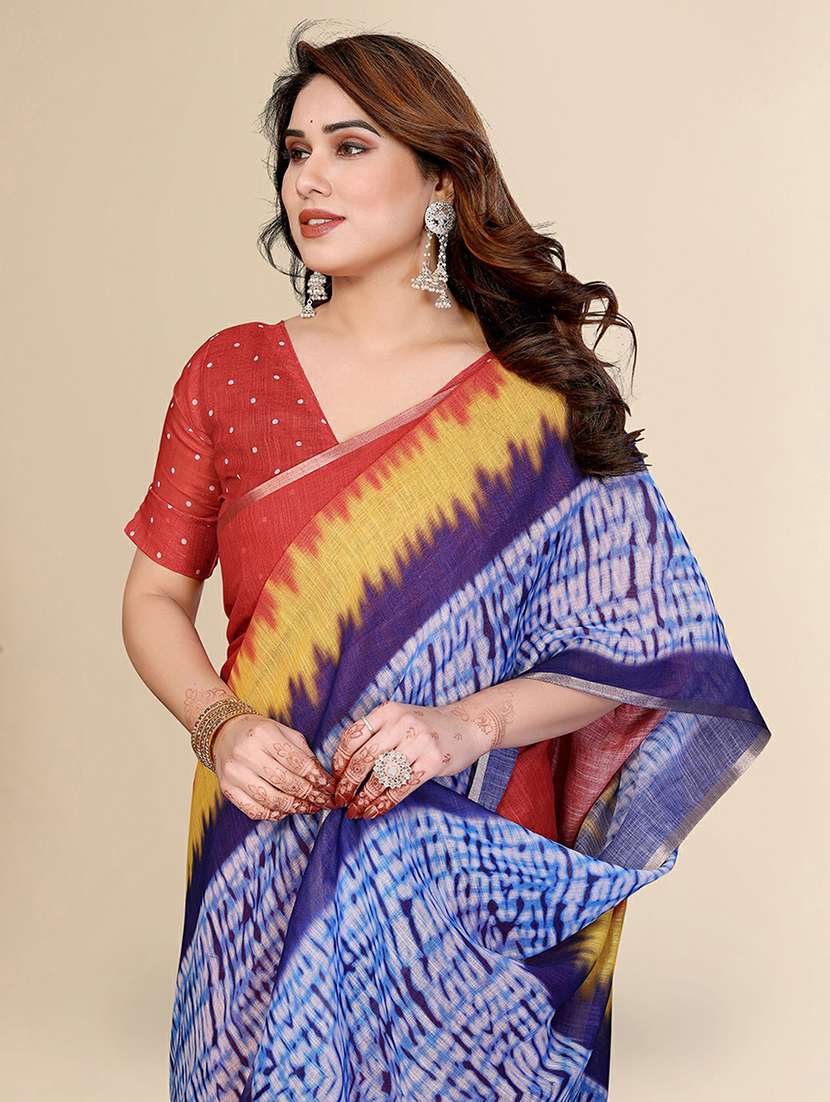 women printed casual wear saree with blouse - 22384338 -  Standard Image - 1
